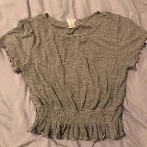 Gray conched crop top